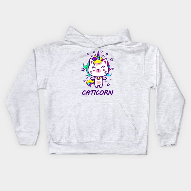 Magical Caticorn - Unicorn Cat T-Shirt for Girls and Kids Kids Hoodie by vpgdesigns